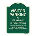 Signmission Designer Series-Visitor Parking By Permit Only No Public Parking Sign, 24" x 18", G-1824-9871 A-DES-G-1824-9871